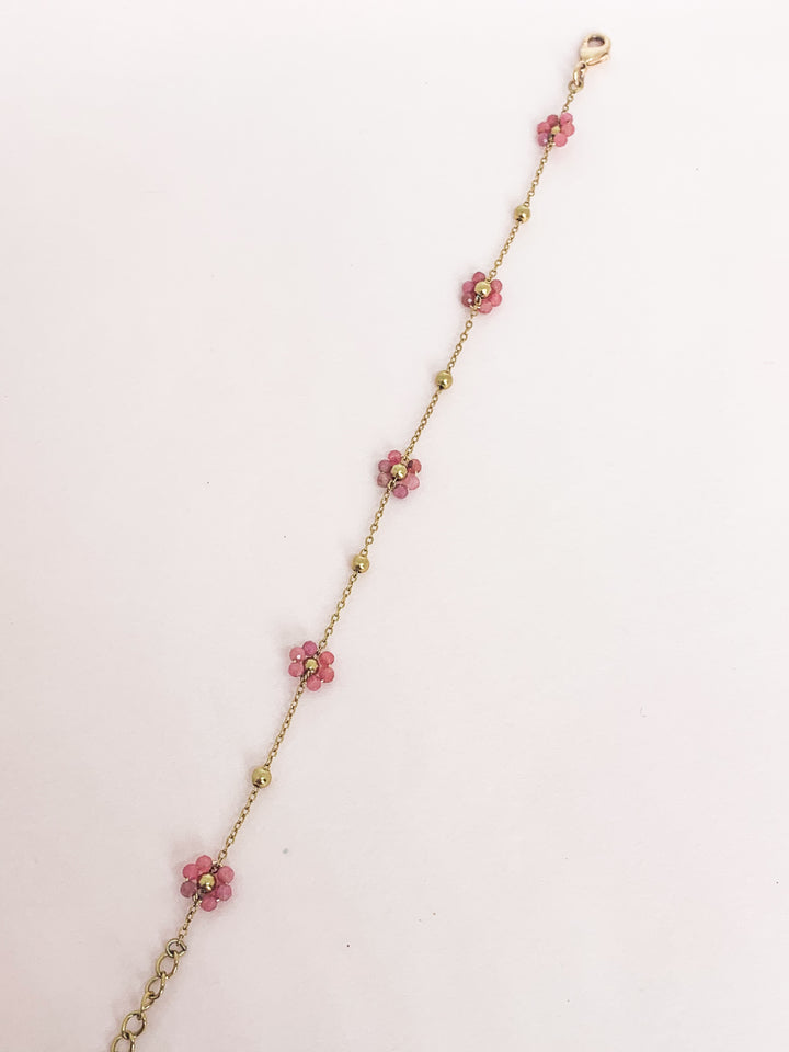 Bracelet Fleur calcédoine rose