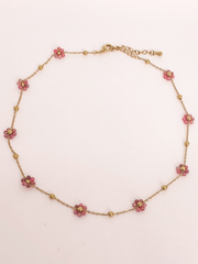 Chocker Fleur calcédoine rose