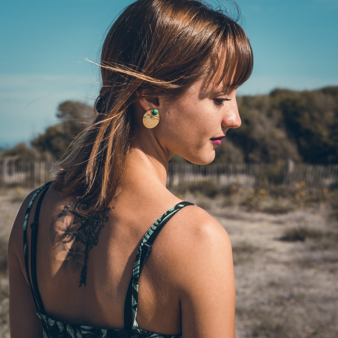 boucles d'oreilles malachite LOU