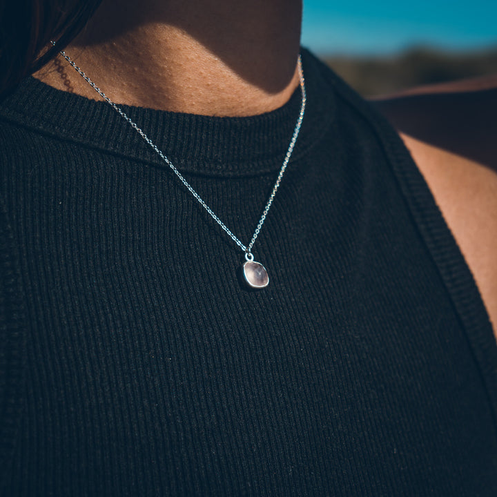 pendentif argent et quartz rose LISON