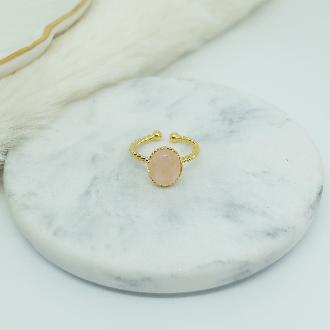 bague plaqué or et quartz rose ANDREA