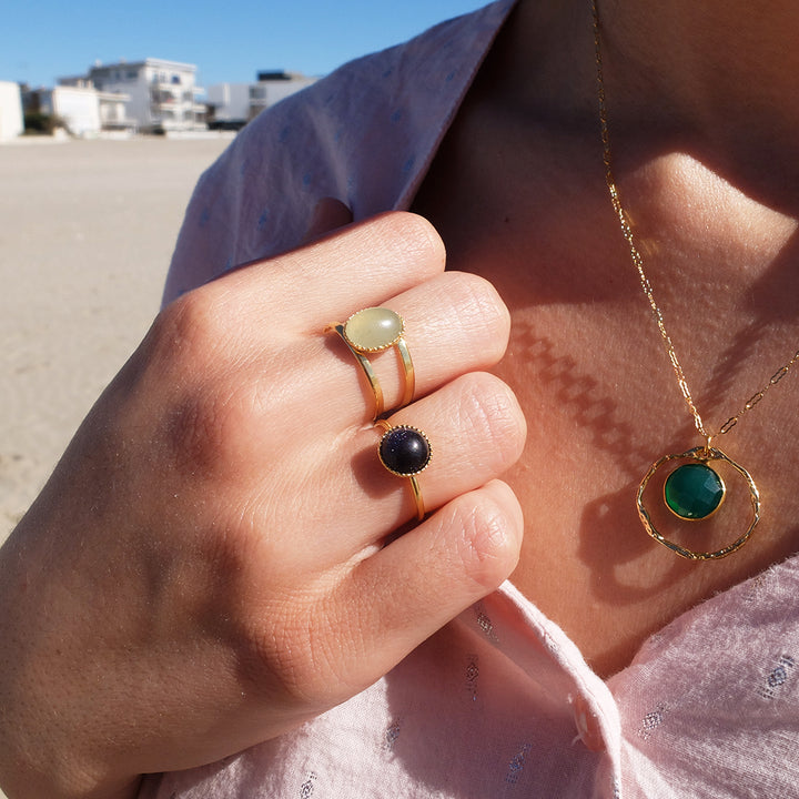 Bague JEANNE plaqué or / blue sand stone