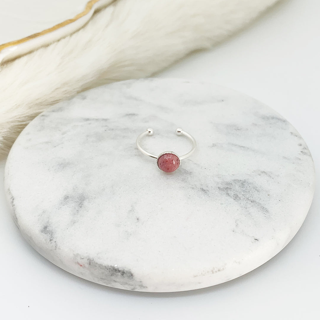 Bague JEANNETTE argent / rhodonite rose