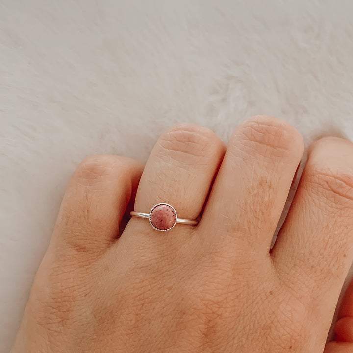 Bague JEANNETTE argent / rhodonite rose