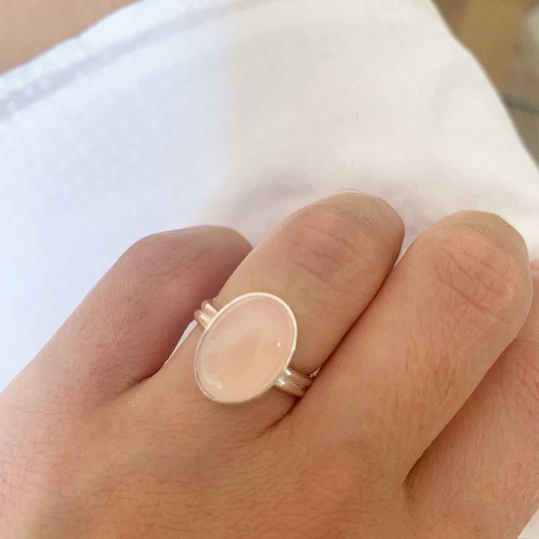 bague argent et quartz rose MINA