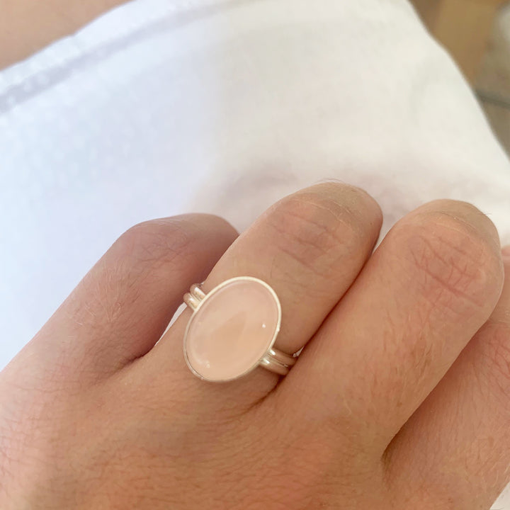 bague argent et quartz rose MINA