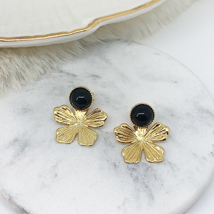 Boucles d'oreilles 2 en 1 FLOWERS (pierres au choix)