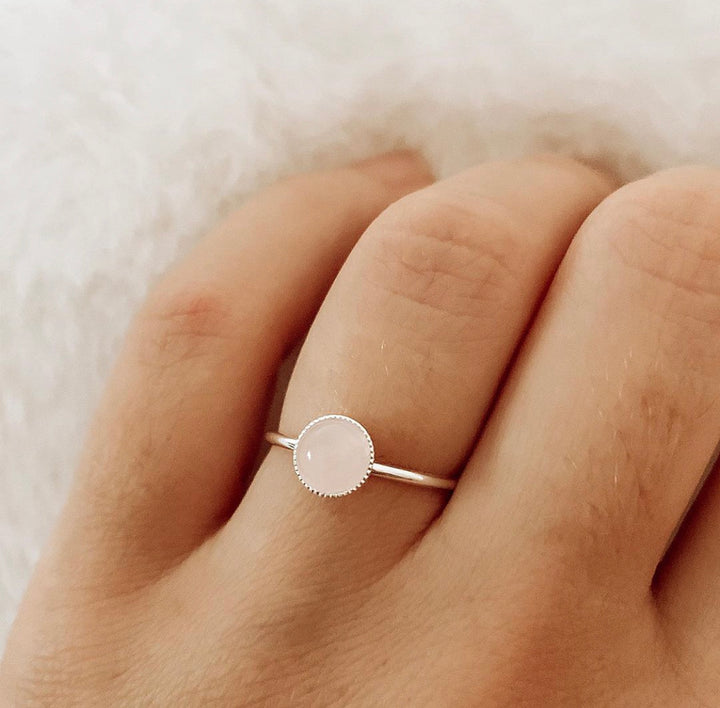 bague argent et quartz rose JEANNETTE