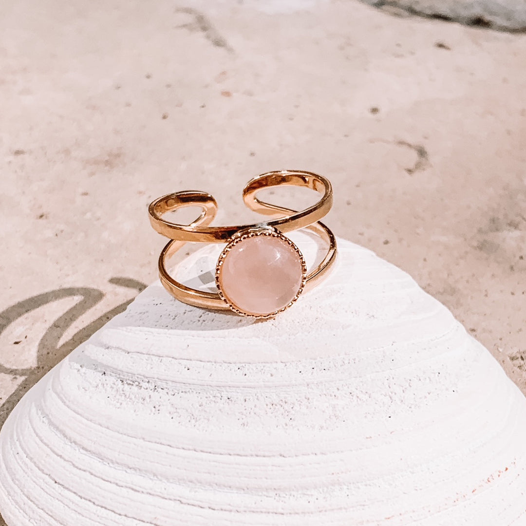 bague plaqué or et quartz rose ZOE